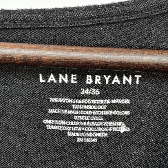 Lane Bryant Knot Front‎ Blouse Top Women 34/36 Black Long Sleeve U35 - Picture 8 of 14